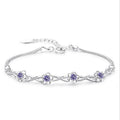 925 Sterling Silver Zirconia Plum Flower Bracelet