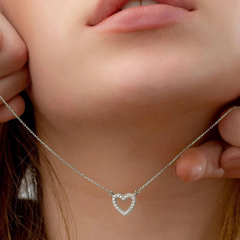 Huitan Cubic Zirconia Heart Pendant Necklace