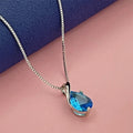 Heart of the Sea | 925 Sterling Silver Blue Zircon Pendant Necklace