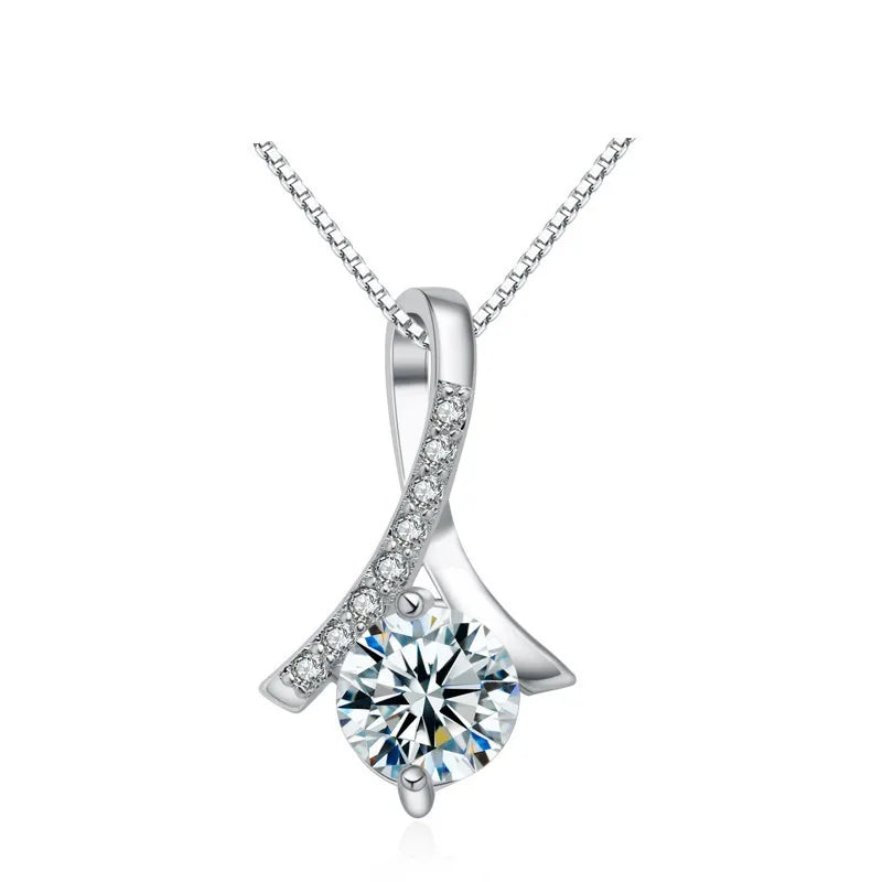 925 Sterling Silver Moissanite Pendant Necklace