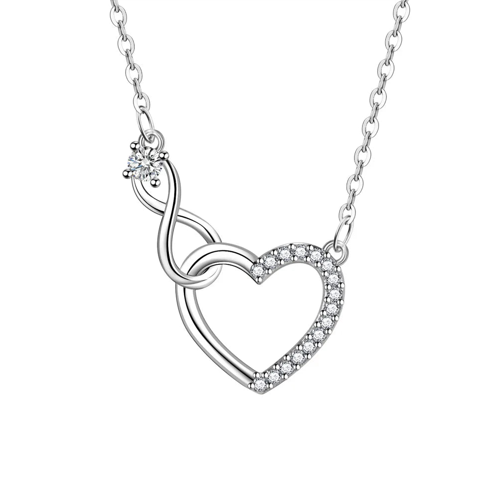 925 Sterling Silver Zircon Heart Necklace