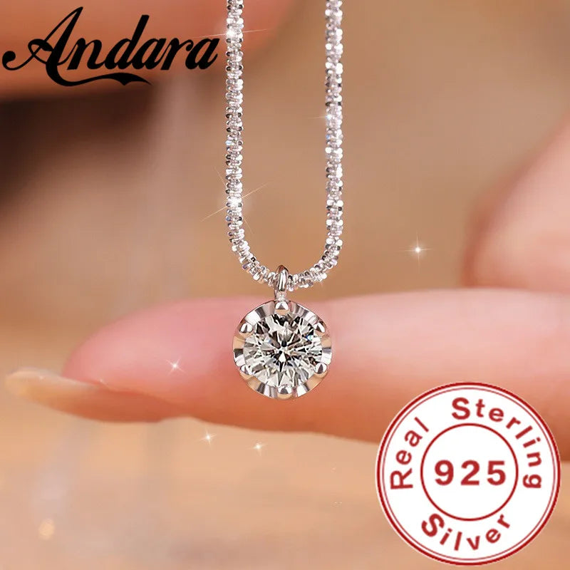 925 Sterling Silver Zircon Pendant Necklace