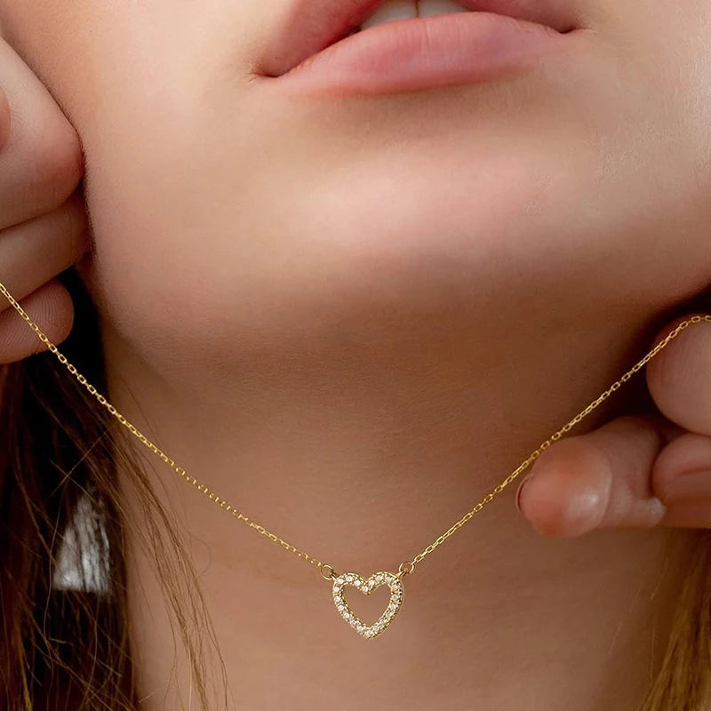 Huitan Cubic Zirconia Heart Pendant Necklace