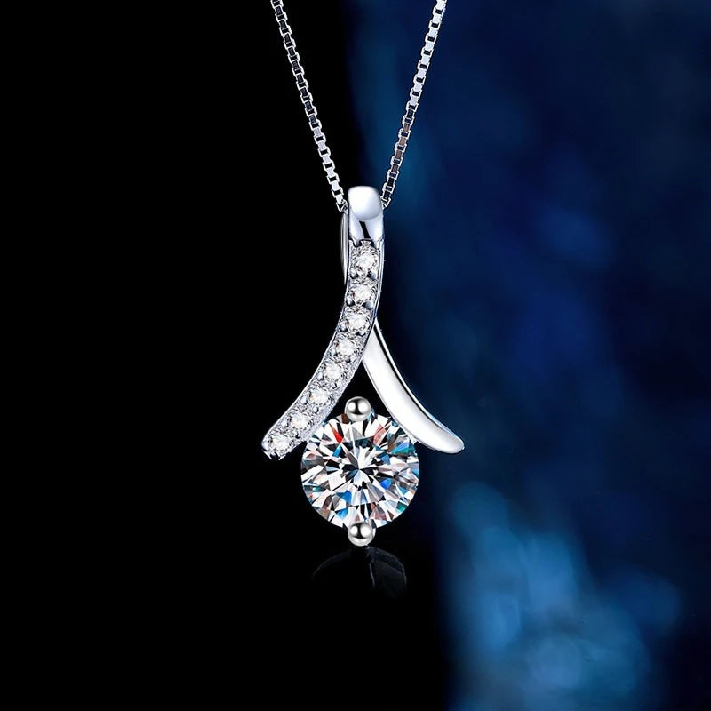 925 Sterling Silver Moissanite Pendant Necklace