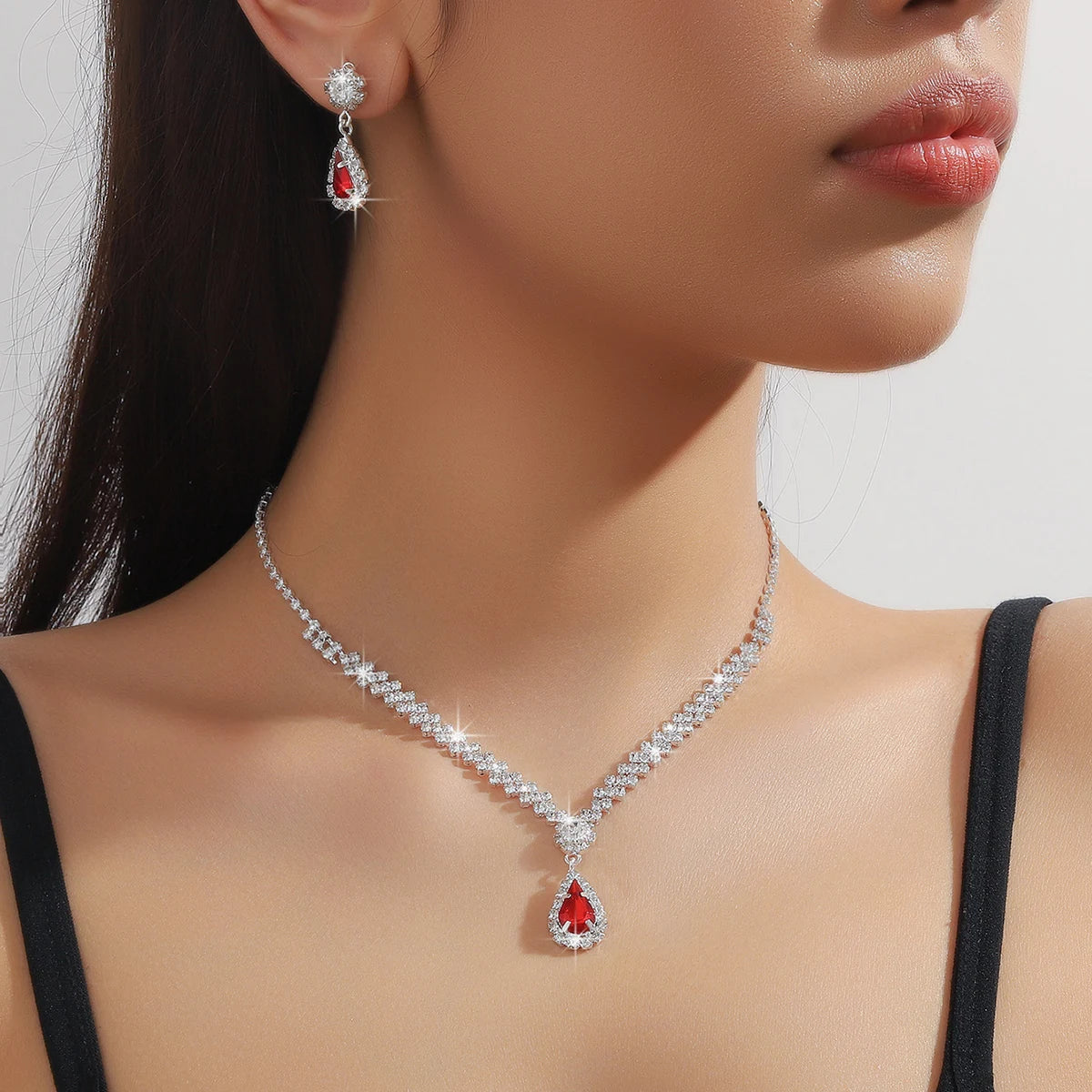Water Drop Necklace & Earrings Set