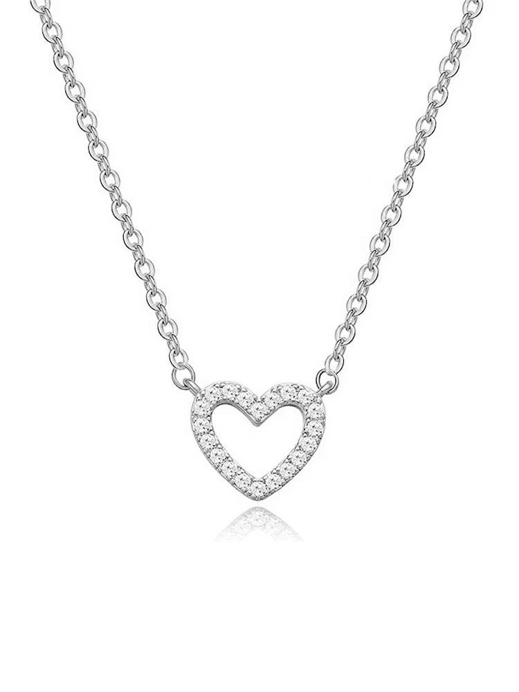 Huitan Cubic Zirconia Heart Pendant Necklace