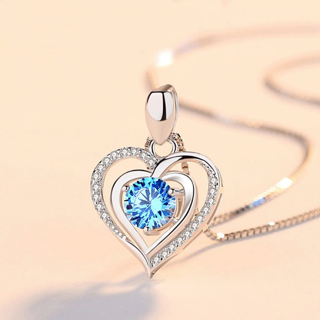 925 Sterling Silver 18K Gold Plated Zircon Necklace