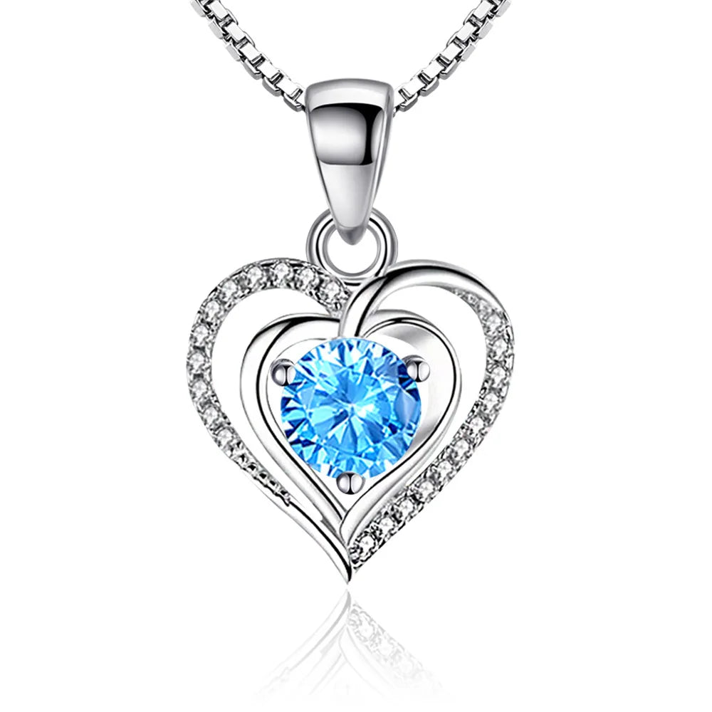 925 Sterling Silver 18K Gold Plated Zircon Necklace