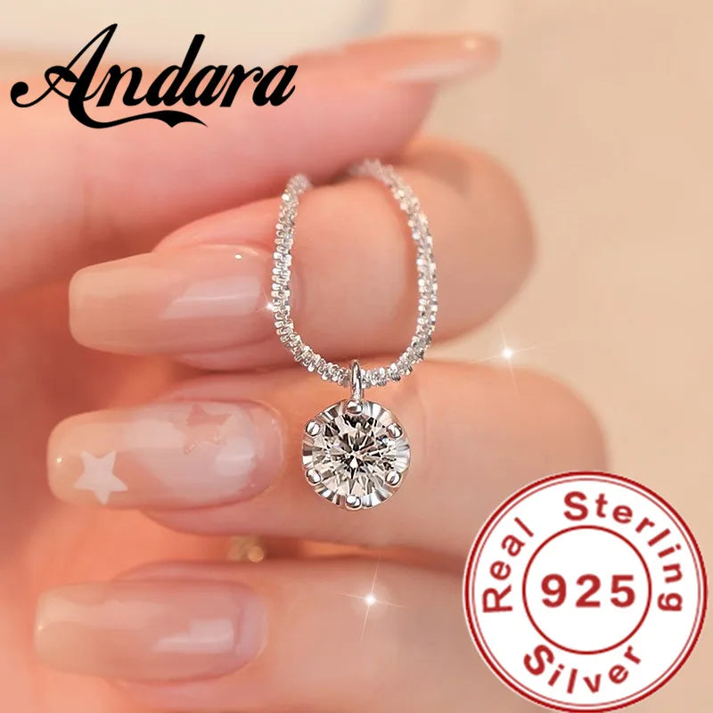 925 Sterling Silver Zircon Pendant Necklace