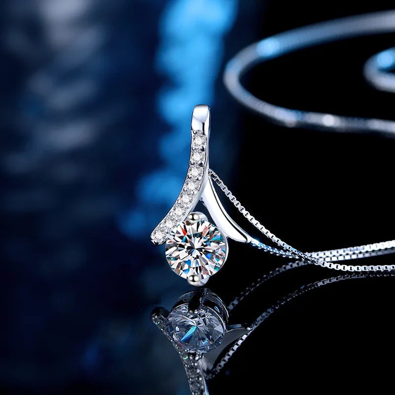925 Sterling Silver Moissanite Pendant Necklace