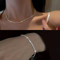 Minimalist Silver Necklace & Bracelet Set