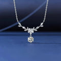 Moissanite Leaves Pendant Necklace – 925 Sterling Silver
