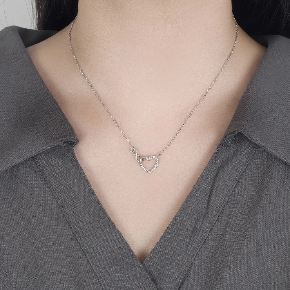 925 Sterling Silver Zircon Heart Necklace
