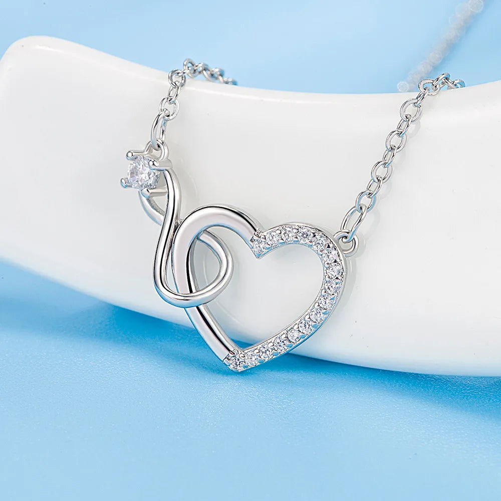 925 Sterling Silver Zircon Heart Necklace