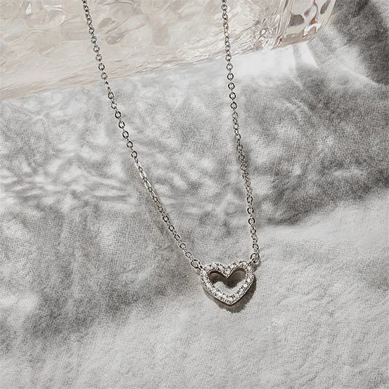 Huitan Cubic Zirconia Heart Pendant Necklace