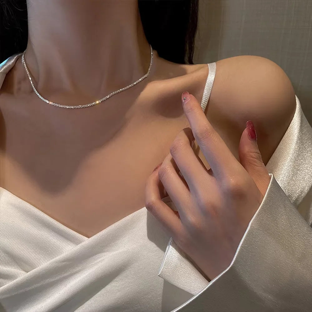 Minimalist Silver Necklace & Bracelet Set