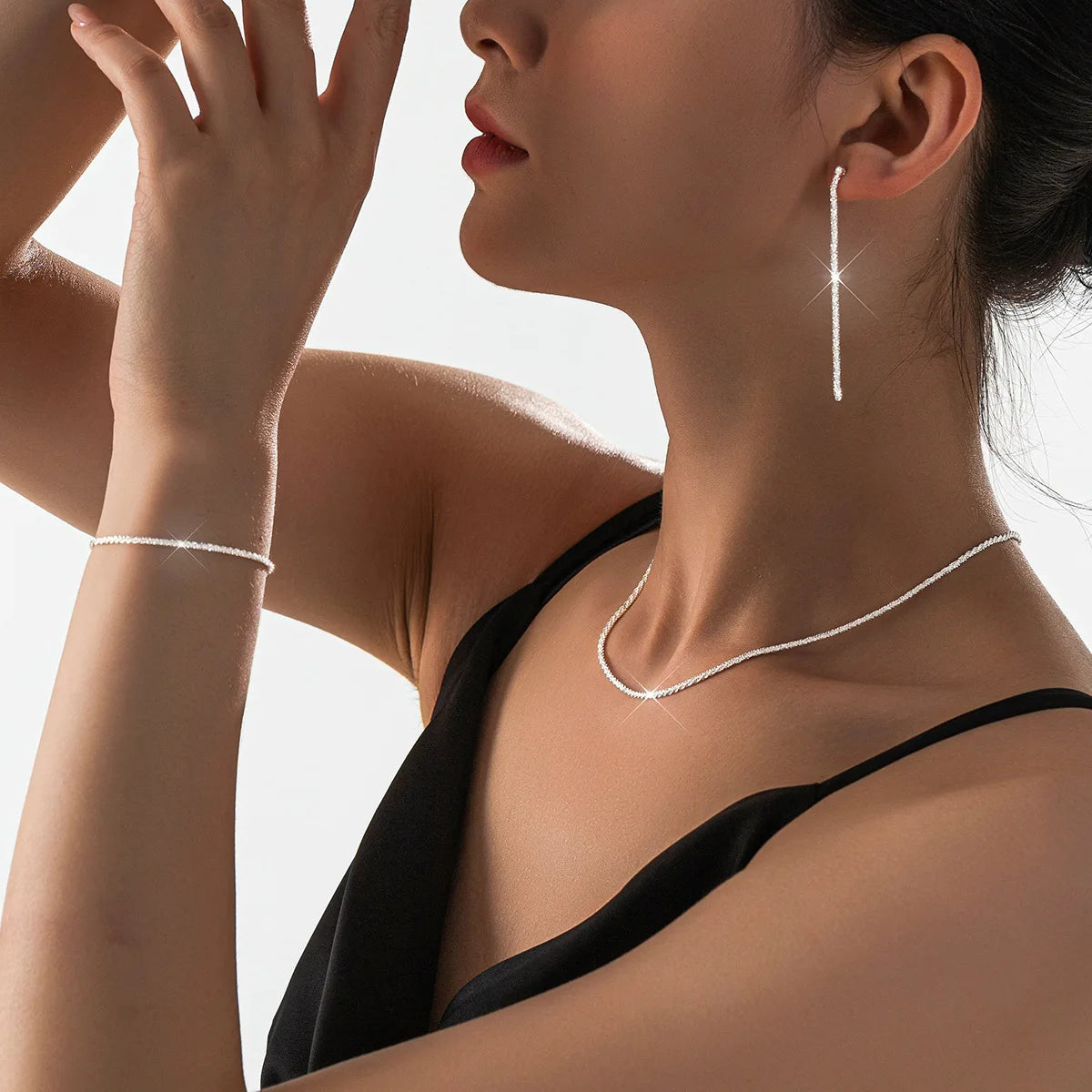 Minimalist Silver Necklace & Bracelet Set