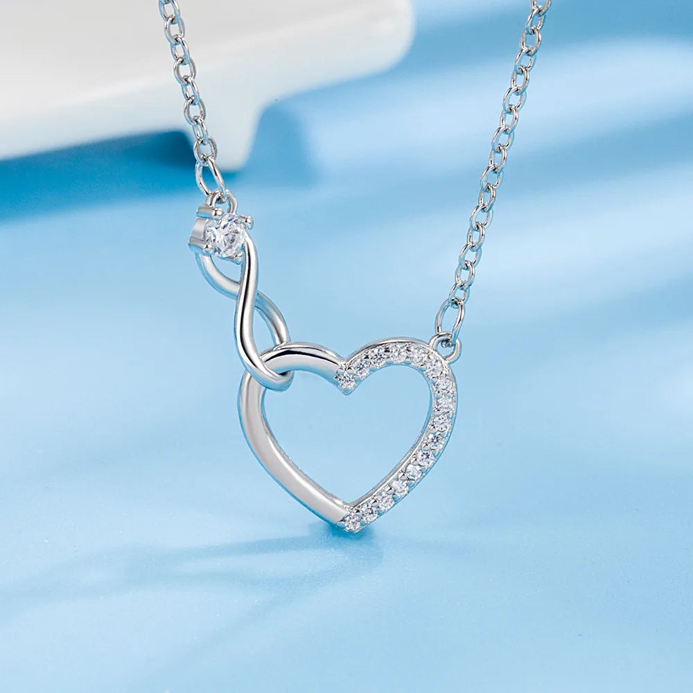 925 Sterling Silver Zircon Heart Necklace